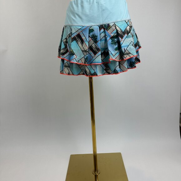 Lucky in Love ~ Sea Breeze Print Tier Tennis Pickleball Skort - L / 12 - Worn 1X - Picture 12 of 15